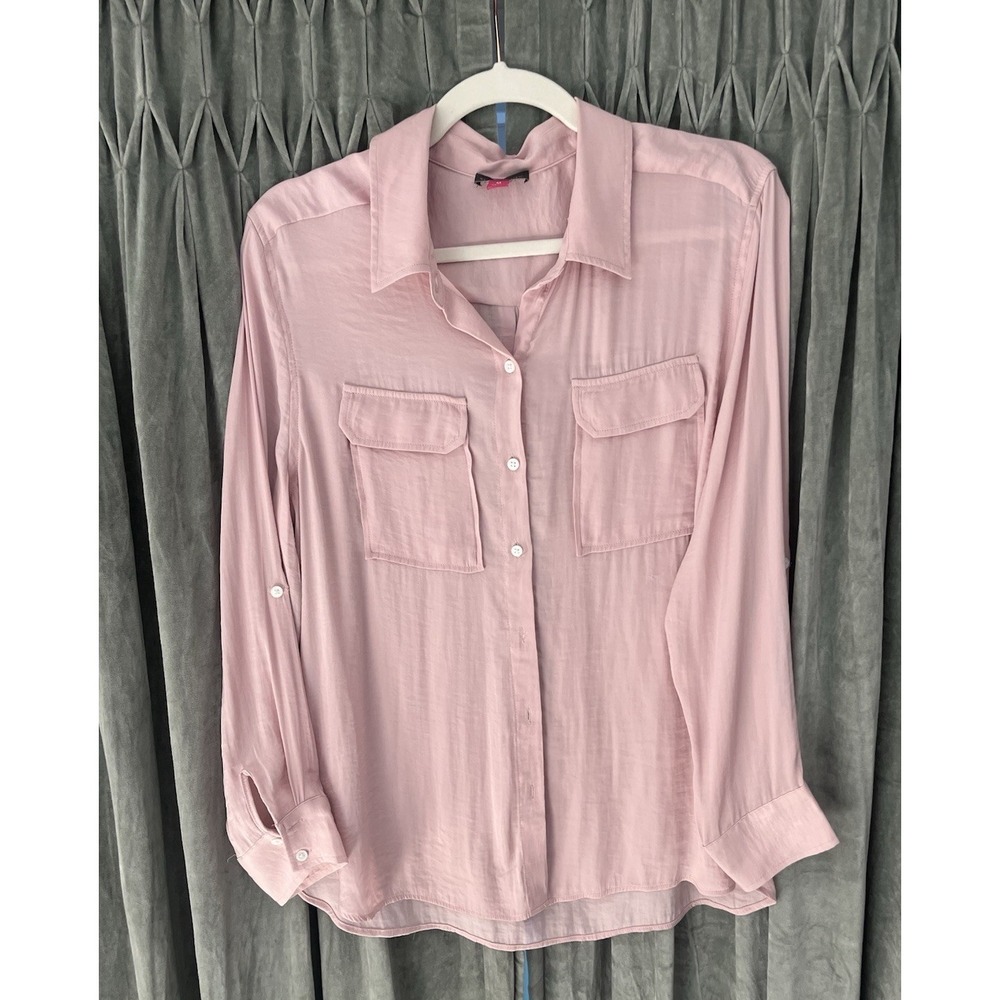 Vince Camuto Women's Long Sleeve Blouse pink Button Up Size Med